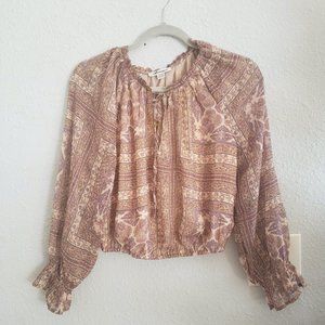 New American Eagle top size S long sleeve, bell sleeves, light brown